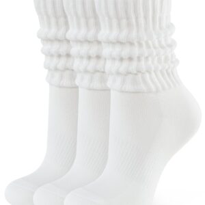CLOSEMATE Womens Slouch Crew Socks for Sneakers Boots Retro Cozy Scrunch Design Cotton Slouchy Socks Casual Comfort 3 Pairs