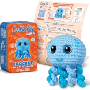 Cookie Box MINIs Crochet Kit for Beginners – Gift Set to Make Jellyfish Oxy Amigurumi Plushie – Easy DIY Crochet & Knitting Starter Kit with Printed Instructions & Step-by-Step...