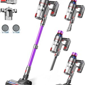 Cordless Stick Vacuum Cleaner: 550W Powerful Suction, LED Display, 55 Min Runtime, Anti-Tangle Brush, Rechargeable Battery, Lightweight for Home, Pet Hair, Hard Floors, Carpet