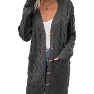 disi Womens Cardigan Long Sleeve Cable Knit Sweater Open Front Loose Outwear with Pocket