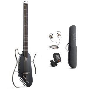 Donner HUSH-I Guitar For Travel - Portable Ultra-Light and Quiet Performance Headless Acoustic-Electric Guitar, Maple Body with Removable Frames, Gig Bag, and Accessories