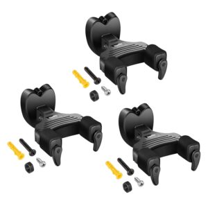 Donner Locking Guitar Wall Mount 3-Pack, Guitar Wall Hangers Auto Lock for Acoustic Electric Guitar Bass Mandolin, Black