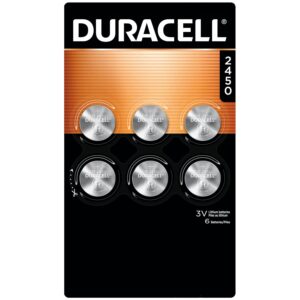 Duracell CR2450 Lithium Battery, 6 Count (Pack of 1), Coin Battery for Key Fob, Car Remote, Watch, and Other Devices, CR2450 Lithium 3 Volt (3V) Cell
