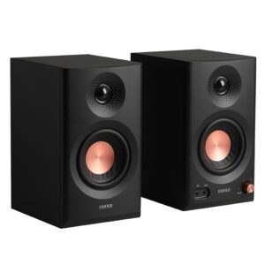 Edifier MR3 Powered Studio Monitor Speakers, Hi-Res Audio Certified Bluetooth V5.4 Active Bookshelf Speaker, 2.0 Computer with Headphone Output RCA AUX Balanced TRS Input (Black)
