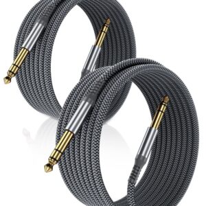 Elebase 1/4 Inch TRS Instrument Cable 10ft 2Pack,Straight 6.35mm Guitar Bass AMP Cord,Quarter inch Male Jack Stereo Audio Balanced TRS Line for Electric...