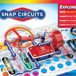 Elenco Snap Circuits Jr. SC-100 Electronics Exploration Kit, Over 100 Projects, Full Color Project Manual, 30 + Snap Circuits Parts, STEM Educational Toy for Kids 8 +, Black