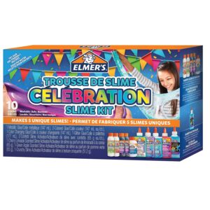 Elmer’s Celebration Slime Kit, Slime Supplies Include Assorted Magical Liquid Slime Activators and Assorted Liquid Glues, 10 Count