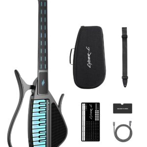Enya CYBER-G Stringless Smart Guitar, Foldable Travel Backing Guitarra, Drum Machine &Bassline, 20 Instrument Sounds for One-Man Band, App lnteractive Chord Sheets, For...
