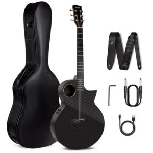 Enya X4 PRO Carbon Fiber Acoustic Electric Guitar, 41-Inch Full Size Cutaway Design, AcousticPlus Pickup System with Built-in Effects & Tuner, Includes Deluxe Hard Case, Strap,...
