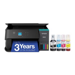 Epson EcoTank ET-2980 Wireless All-in-One Colour Supertank Printer with up to 3 Years of Ink, Refillable Tanks, Perfect for Home, 15 PPM, 1.44" Color Screen, Auto 2-Sided Printing