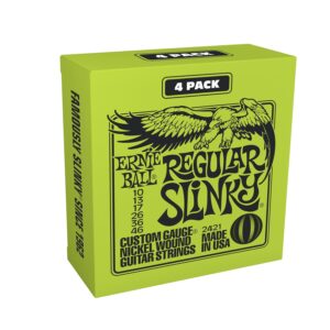 Ernie Ball Regular Slinky Nickel Wound Electric Guitar Strings 4 Pack - 10-46 Gauge (P02421)