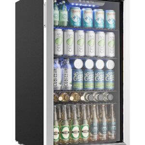 EUHOMY Beverage Refrigerator and Cooler, 128 Can Mini fridge with Glass Door, Small Refrigerator with Adjustable Shelves for Soda Beer or Wine, Perfect for Home/Bar/Office...