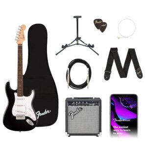 Fender Squier Debut Series Stratocaster Electric Guitar Kit, Beginner Guitar Kit, with 2-Year Warranty, with Padded Gig Bag, Frontman 10G Amp, Strap, and More, Includes Free...