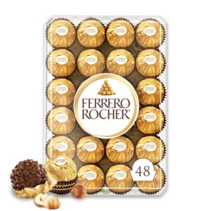 FERRERO ROCHER Fine Hazelnut Milk Chocolate Gift Box; 48 Count; Ideal Hostess Gift; 600g