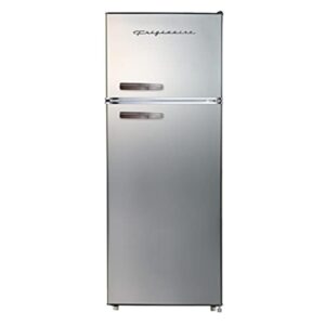 Frigidaire EFR753-PLATINUM EFR753, 2 Door Apartment Size Refrigerator with Freezer, Retro Chrome Handle, cu ft, Platinum Series, Stainless Steel, 7.5, Silver