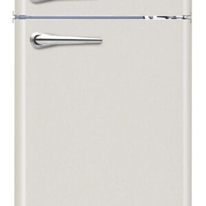 Frigidaire EFR756-CREAM EFR756, 2 Door Apartment Size Retro Refrigerator with Top Freezer, Chrome Handles, 7.5 cu ft, Cream