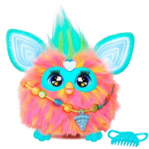Furby Coral, 15 Fashion Accessories, Interactive Plush Toys for 6 Year Old Girls & Boys & Up, Voice Activated Animatronic (English Version)