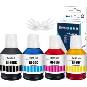GI-26 GI26 Ink Replacement for Canon 26 GI26 GI-26 Ink Refill Bottles Compatible with Canon MAXIFY GX7021 GX6021 GX7020 GX6020 GX5020 GX4020 GX3020 Printer (KCMY,4-Pack)