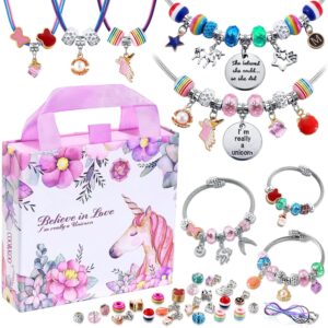 Girls Charm Bracelet Making Kit: Unicorn Toys for Girls Gifts 8-12 Years Old, Birthday Gifts 6 7 8 9 10 Year Old Girl Gift Ideas, Inspires Creativity Art and Crafts for Kids Age...