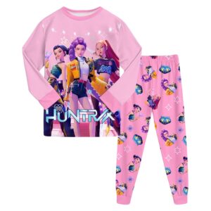 Girls Clothing Set Cute Funny Trendy Cartoon Anime Hunters Costume Kids Long Sleeve Shirts and Pants Set 2PCS Outfits Clothes