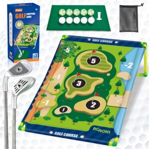 Golf Chipping Game w/t 2 Clubs, The Original Golf Practice & Battle Sports Toy Gifts for Junior Children, Family Backyard Target Game Indoor Outdoor Beach Lawn Park Ages 6+