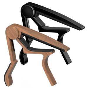 Guitar Capo for Acoustic, Classical, Electric Guitars, Ukulele, Mandolin, Banjo, and other string musical instruments, Quick Release, Memory Silicone Pad, Buzzing-Free (Black &...