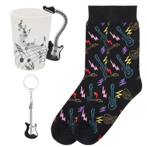 Guitar Gifts for Music Lovers,Guitar Lovers Christmas Gifts,Black Guitar Coffee Mugs for Guitar Lovers,Guitar Socks,Black Guitar Keychain,Gifts for Guitar Lovers,Guitar Player...