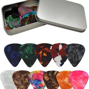 Guitar Picks 24 Pcs Plectrum for Electric, Acoustic, or Bass Guitar (Celluloid)