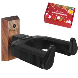 Guitar Wall Mount, Auto Lock Black Walnut Wood Hanger, Guitar Wall Hangers, Guitar Holder Hook Wall Stand for Classical, Acoustic, Electric Guitar, Bass, Gift for Player