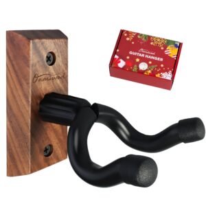 Guitar Wall Mount, Black Walnut Wood Guitar Hanger, U-Shaped Guitar Wall Hanger Mount Holder Hook Stand Wall for Acoustic, Electric Guitar, Banjo, Bass, for Guitar Player Men Boy