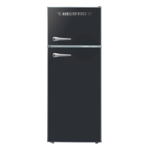 HAMILTON BEACH 2 Door Apartment Size Refrigerator with Freezer, 7.5 cu. ft, Retro Black