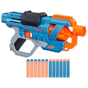 Hasbro Nerf Elite 2.0 Commander RD-6 Blaster, 12 Official Nerf Darts, 6-Dart Rotating Drum, Tactical Rails, Barrel and Stock Attachment Points, E9485