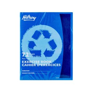 Hilroy Recycled Stitched Exercise Book, Plain White Paper, 72 Pages/36 Sheets, 7-1/8” (180 cm) x 9-1/8” (23.1 cm) Sheet Size, Blue Cover, 1 Case of 48 Books (12154R)