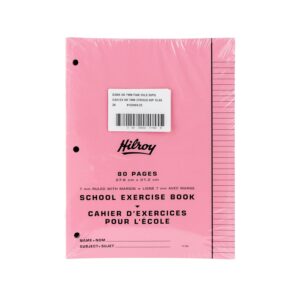 Hilroy Stitched Exercise Book, 7 mm Ruled with Margin, 3-Hole Punched, 80 Pages/40 Sheets, 20-Pack, Assorted Colour Covers (11184)
