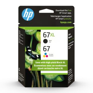 HP 67XL Original High-Yield Black/Tricolor Ink Cartridges (3YP30AN), Pack of 2 Cartridges