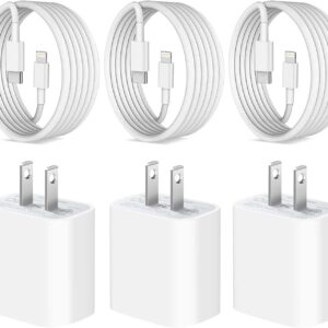 iPhone Charger Fast Charging【Apple MFi Certified】 3Pack 20w USB C Charger Block with 6FT USB C to Lightning Cables Compatible with iPhone 14/13/12/11 Pro Max/Xs Max/XR/X/AirPods...