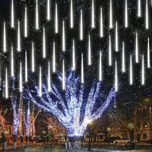 Joomer Christmas Lights Outdoor, 11.8 inch 10 Tubes 240 LED Meteor Shower Lights, LED Falling Icicle Cascading Lights with Timer Waterproof and Connectable for Christmas...