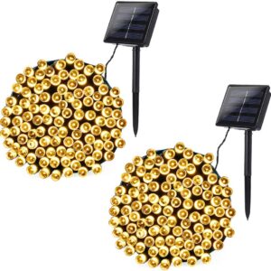 Joomer Solar Christmas Lights Outdoor, 2 Pack Total 144FT 400 LED 8 Modes Waterproof Solar Christmas Lights Outdoor for Garden Yard Patio Christmas Decoration (Warm White)