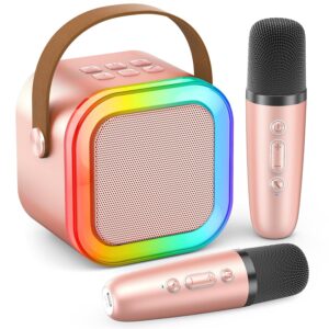 Karaoke Machine for Kids Adults, Portable Bluetooth Mini Karaoke Microphone Singing Speaker Karaoke Player with 2 Wireless Mic Toys for All Smartphones,Birthday, Family,Home...