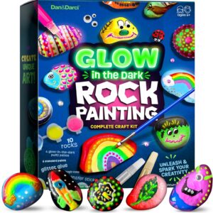 Kids Rock Painting Kit - Glow in The Dark - Arts & Crafts Christmas Gifts for Boys and Girls Ages 4-12 - Craft Activities Kits - Creative Art Toys for 4, 5, 6, 7, 8, 9, 10, 11 &...