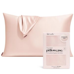 Kitsch Satin Pillowcase, Softer Than Silk Pillow Cases, Cooling Pillow Covers, Satin Pillowcase with Zipper for Hair, Skin & Quality Sleep, Wrinkle-Free & Smooth, Queen Size...