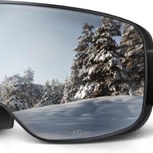 Lamicall Ski Goggles with Ultra HD Lens - 100% UV Protection, 3X Anti-Fog & OTG Design for Skiing, Snowboarding, Snowmobile