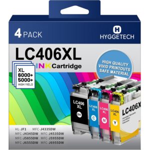 LC406XL Ink Cartridges Replacement for Brother LC406XL LC406 Ink Cartridges Work with Brother MFC-J4535DW MFC-J4335DW MFC-J5855DW MFC-J6555DW MFC-J6955DW Printers (Black Cyan...