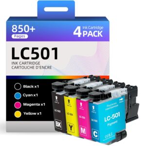 LC501 Ink Cartridges LC501 Ink Replacement for Brother LC501 Ink Cartridge LC501XL Work with Brother MFC-J1410DW MFC-J1260DW MFC-J1360DW Printers LC501 4 Pack Black Cyan Magenta...