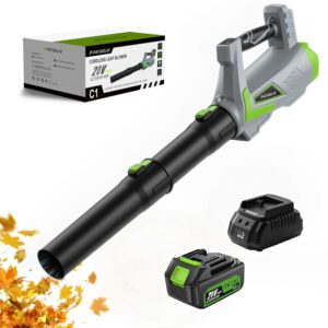 Leaf Blower Cordless, 650CFM/170MPH Electric Leaf Blower with 4000mAh Battery and Charger, PATOOLIO 5 Speed Mode Powerful Cordless Leaf Blower Handheld for Lawn Care, Leaves...