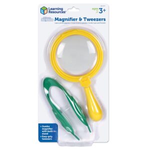 Learning Resources Magnifier & Tweezers, Fine Motor Toy, Easy Grip, Assorted Colors, Ages 3+ (LER2777)