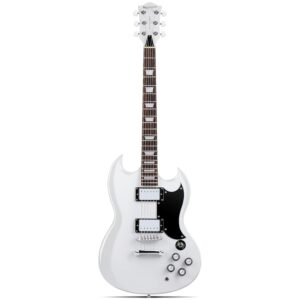 Leo Jaymz 39 Inch Solid Body Electric Guitar - Poplar Wood Body，Maple Neck and Laurel Wood Fretboard(White)
