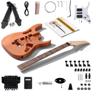 Leo Jaymz DIY Electric Guitar Kits in IBZ Style - Mahogany Body and Maple Neck - All Components Included (7V)
