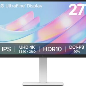 LG 27" 4K UHD Ultrafine™ Monitor (27US550-W), 3840 x 2160 IPS Display 5ms 60Hz HDR 10, Tilt/Height/Swivel/Pivot Adjustment DisplayPort, HDMI, White