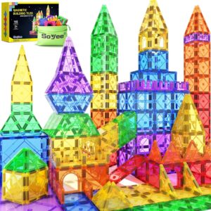 Magnetic Tiles Building Blocks 102pcs Advanced Set STEM Toys for 3+ Year Old Boys and Girls Montessori Toys Toddler Kids Activities Games Christmas New Year Gifts